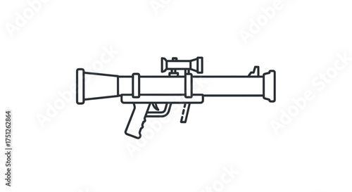 Outline illustration of a military rocket launcher with scope.