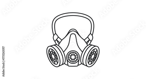 A simple black and white line art illustration of a dual-cartridge half-face respirator mask.