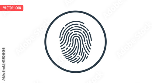 Fingerprint Icon in Circle - Unique Identification Security and Access Control.