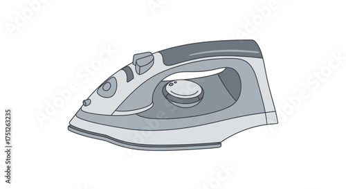 Gray and White Iron Illustration for Clothes Pressing.