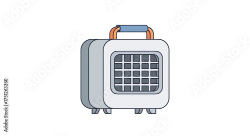 Modern Portable Electronic Device with Grid Front and Handle.