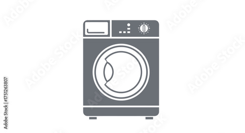 Modern Front-Loading Washing Machine Icon with Control Panel.