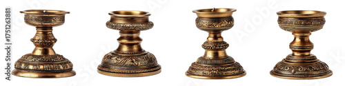 Brass candle holder isolated on transparent background PNG file