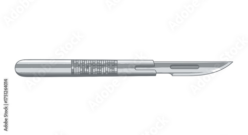 Stainless Steel Surgical Scalpel with Handle and Curved Blade.