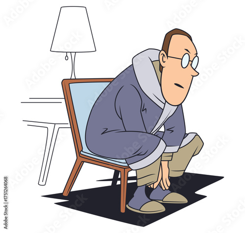 Lonely man in chair. Funny people.