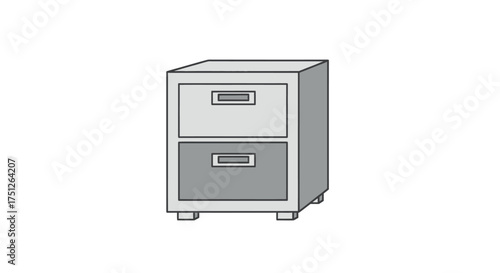 Two-Drawer Filing Cabinet with Rectangular Silver Handles.