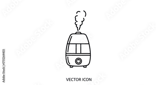Line art icon of a humidifier emitting steam black outline.