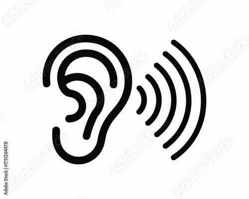 Artistic vector illustration of an ear receiving sound waves scalable for eps format silhouette