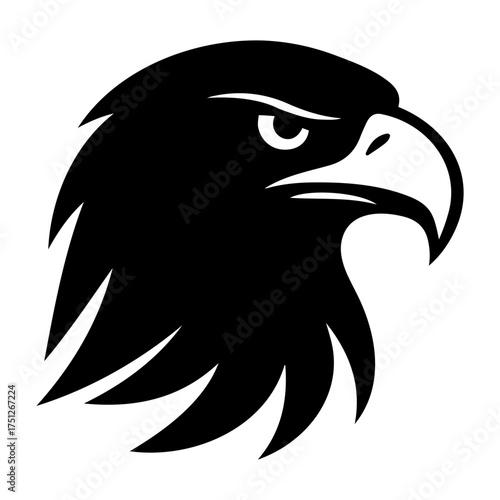 Veterans day vector illustration of a black eagle head profile with sharp features and intense gaze