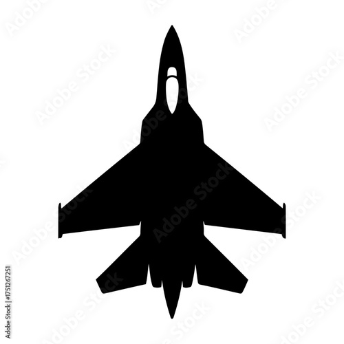 Veterans day vector silhouette of a fighter jet viewed from above with wings and tail fins shown