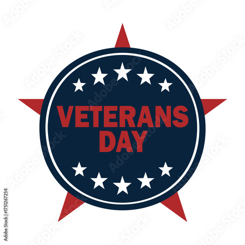 Veterans day vector veterans day emblem with white stars and red star points on a transparent background