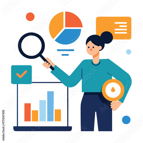 Person analyzing charts and graphs data analysis statistics