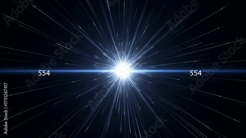 Bright light source with radial lines creating a starburst effect in space