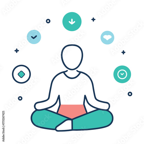 Person meditating with icons yoga