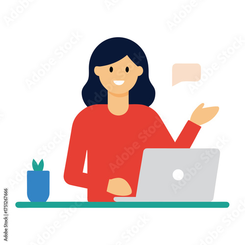 Woman on video call with laptop communication technology
