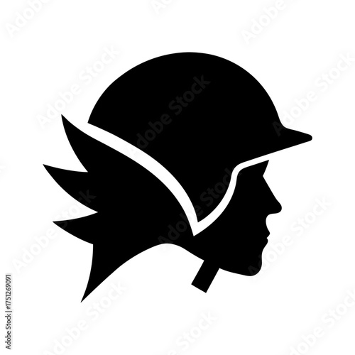 Helmet Climbing Black Silhouette Vector Design