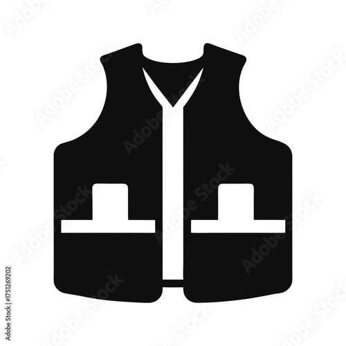 Life Jacket Black Silhouette Vector Illustration