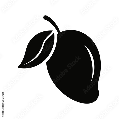 Mango Slice Black Silhouette Vector Icon