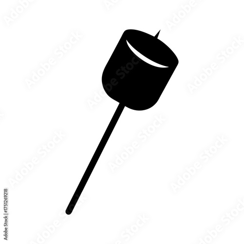 Marshmallow Stick Black Silhouette Vector Clipart