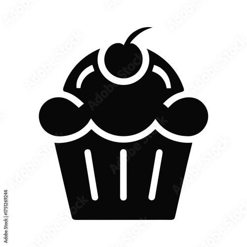 Muffin Black Silhouette Vector Illustration