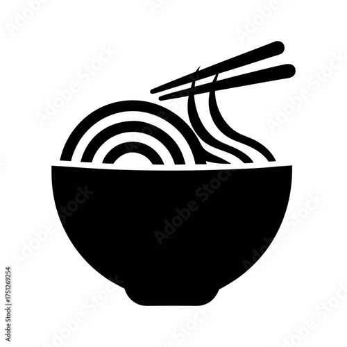Noodles Bowl Black Silhouette Vector Clipart