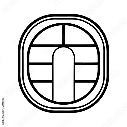 Airplane Window Outline Line Art Vector