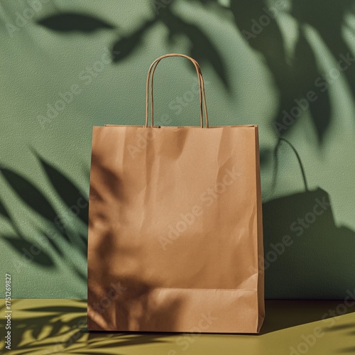 Brown Paper Bag With Shadows on Green Background During Daylight