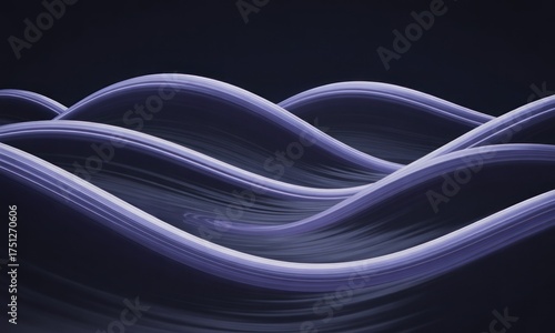 Wallpaper Mural Abstract wave-like shapes flow across a dark canvas, gradients of purple to near black Torontodigital.ca