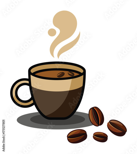 Coffee Cup and Coffee Beans Vector EPS