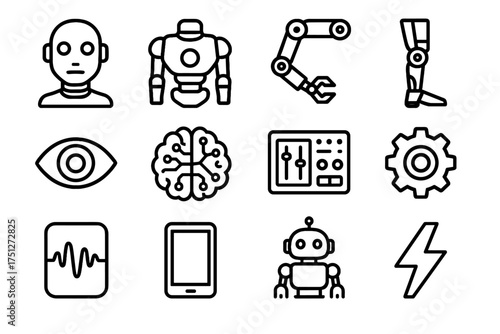 Tablet eye brain icon speech assistant icons vector head robot humanoid leg