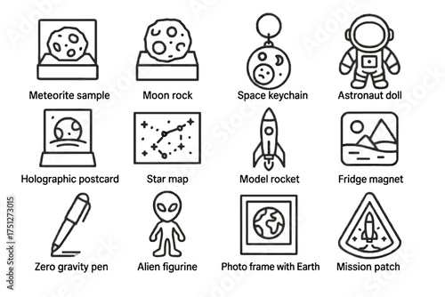 Space icons pen vector fridge souvenir magnet map rock model icon doll