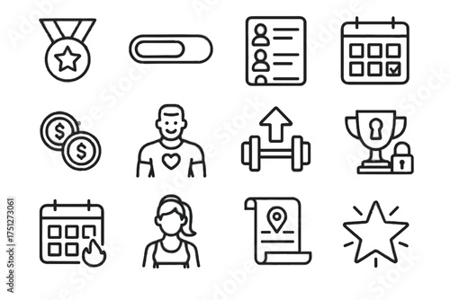 Challenge leaderboard streak icon icons coins vector training gamification virtual unlocked fitness