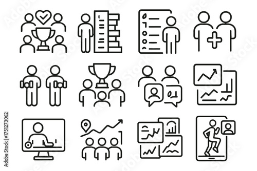 Team request vector icons workout fitness bubble icon chat class online shared