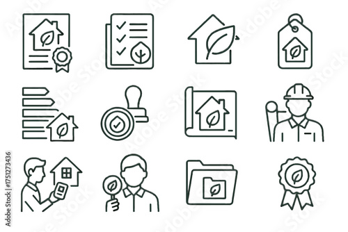 Inspection building meter award ribbon checklist logo certification blueprint certificate green vector