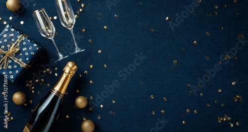 Celebrate With Sparkling Wine, Elegant Glasses, and Festive Decorations on a ...