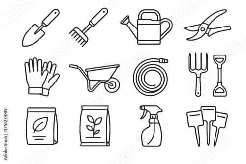 Seed urban icons shears farming fertilizer vector watering icon pruning gloves bottle