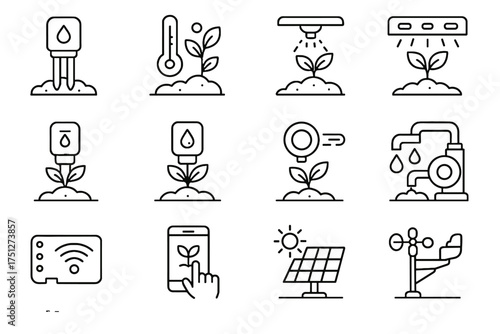 Automated led moisture meter grow farming vector app urban nutrient module icon