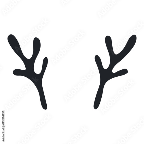 Reindeer antlers, Christmas accessory isolated on transparent. Hand drawn flat vector illustration. Traditional holiday, Xmas, New Year, seasonal design element, clip art