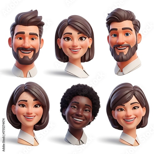 Diverse Team - Animated 3D Character Headshots for Business and Collaboration.
