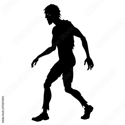 Silhouette vector illustration of a slowly walking zombie figure for graphic design projects silhouette White background