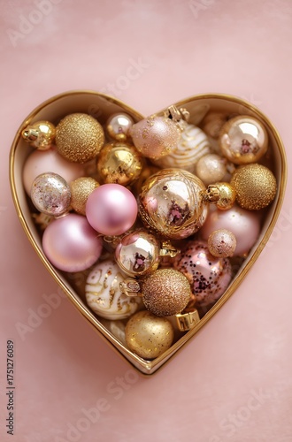 Heart-shaped Box Filled With Festive Decorations for Holiday Celebrations