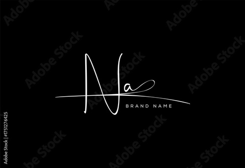 NA letter beauty cursive handwriting logo. vector logo| abstract logo| minimalist logo| brand identity| calligraphy design.