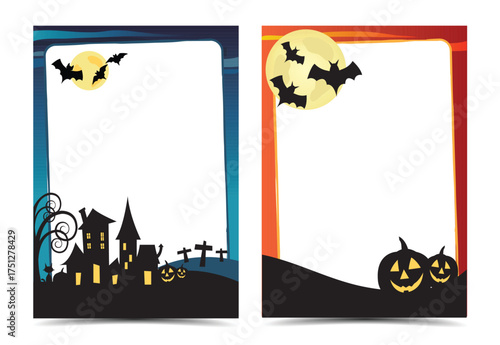 Halloween picture photo frame border illustration