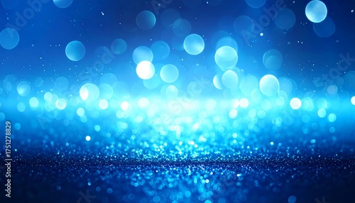A dreamy blue-toned background with sparkling bokeh lights and a glittery floor. Soft focus creates an ethereal atmosphere