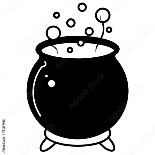 Bubbling potion cauldron silhouette vector illustration for magical themed designs and icons silhouette White background