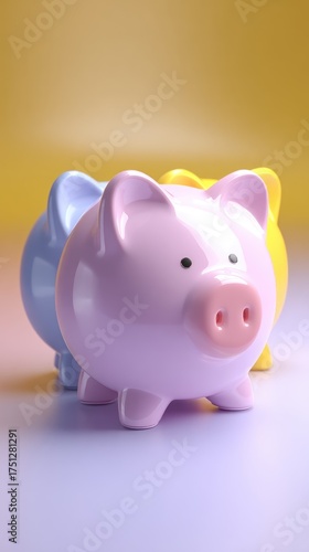 Piggy Banks in a Row - Savings and Finance Concept.