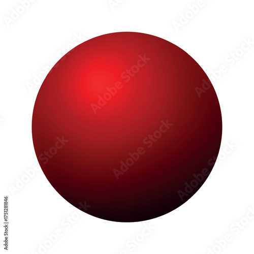 Glass red ball or precious pearl. Glossy realistic ball, 3D abstract vector illustration highlighted on a white background. Big metal bubble with shadow.