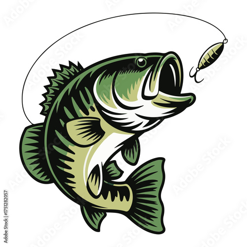 Fishing Makes Me Happy T-Shirt Design with Bass Fish