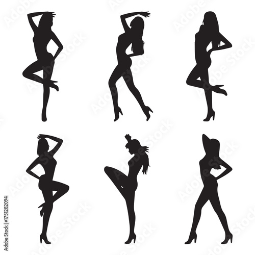 Stylish Female Pinup Dance Pose Vector Pack