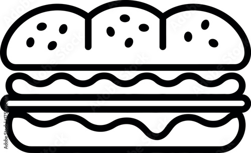 Vector art of black and white sandwich illustration, vector art